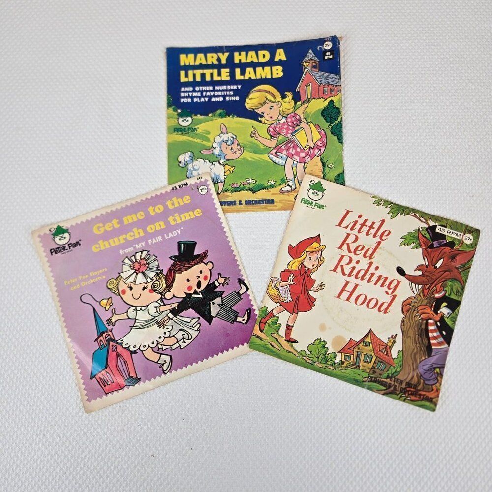 Vintage Peter Pan Records 45 RPM Lot Little Red Riding Hood Mary Had A Little La